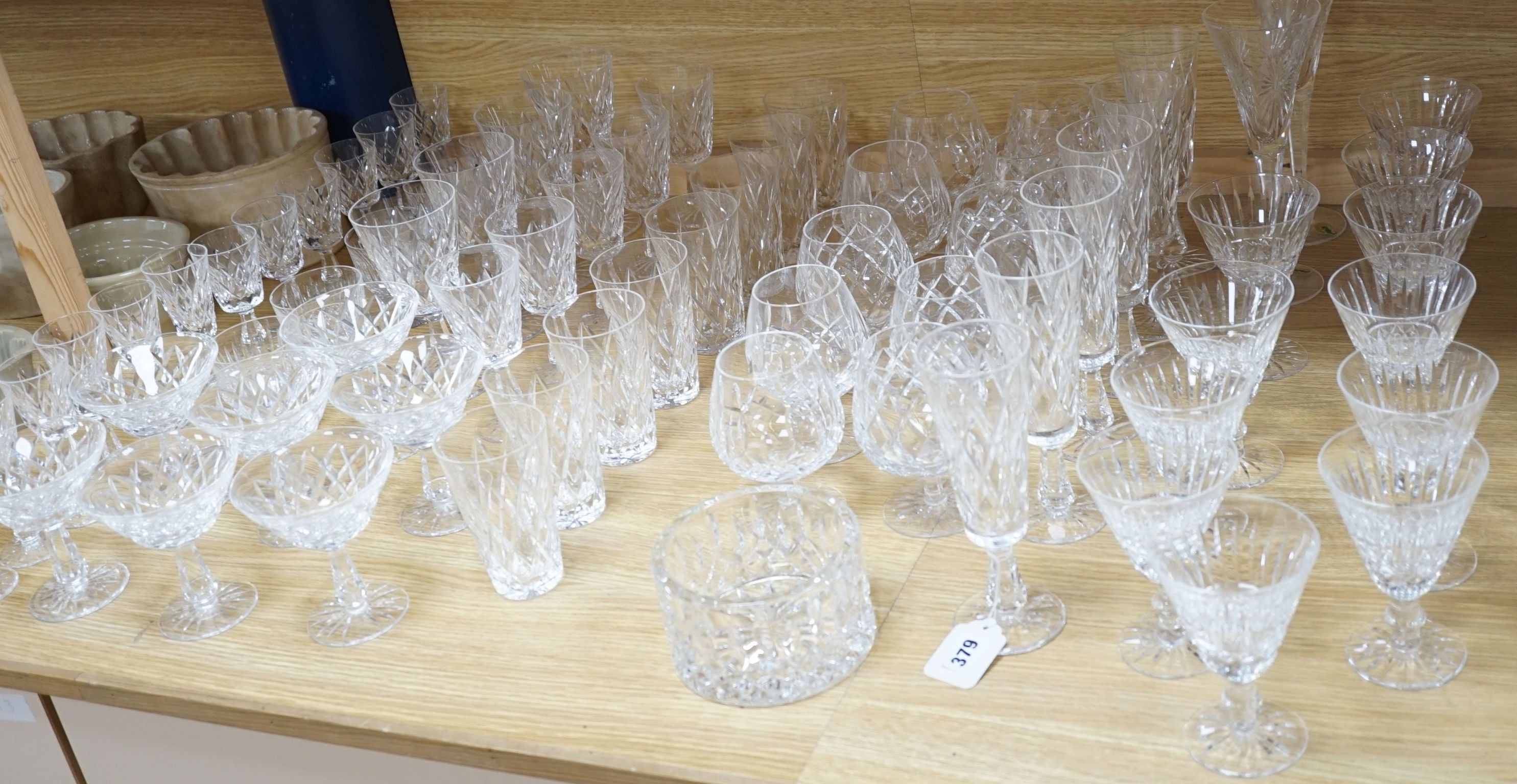 A large comprehensive suite of Waterford Tramore pattern cut crystal drinking glasses